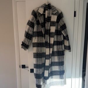 Plaid Black and White Women's Coat